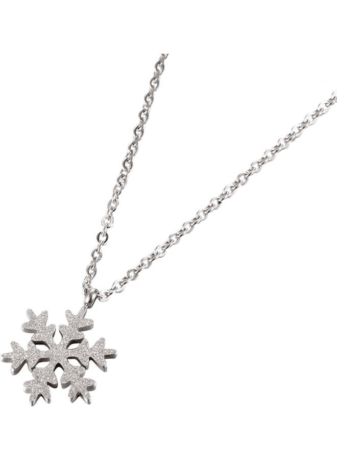 AIWANTO Snowflake Design Pendant Chain Necklace - Image 2