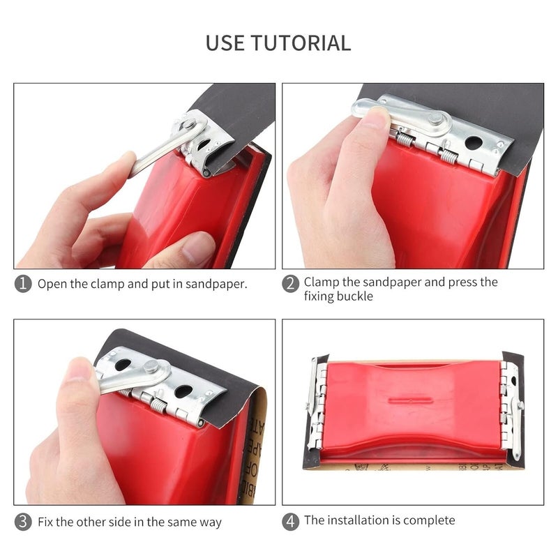 ISC Hand Sanding Block with Clip on Fitting Sanding, Block Sander Pad for Wood Glasses Car Furniture Finishing Sanding Sheets Holder Clamp - Image 4