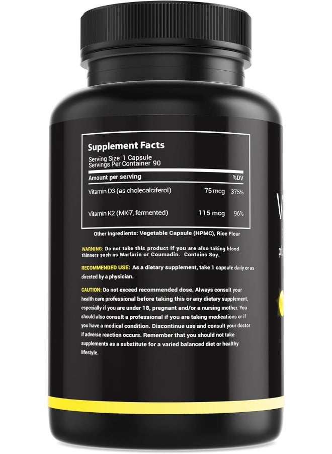 MaxX Labs Vitamin D3 K2 Supplement for Adults - 90 Veggie Capsules - Image 4