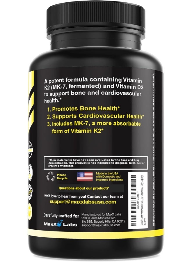 MaxX Labs Vitamin D3 K2 Supplement for Adults - 90 Veggie Capsules - Image 3