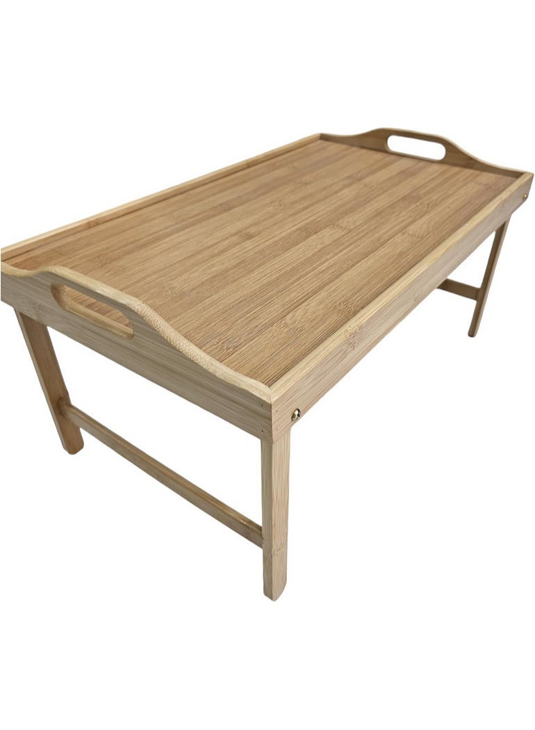 Bed tray made of natural wood with a 50x30 cm adjustable base - Image 2