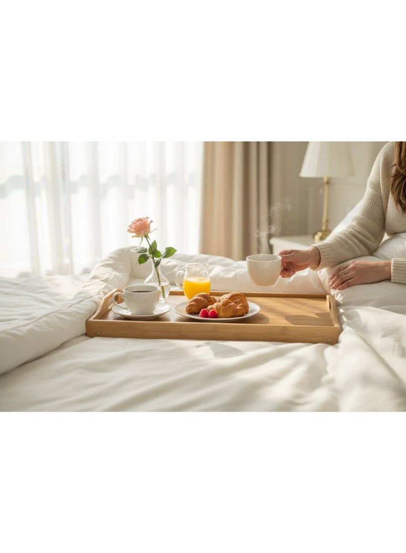 Bed tray made of natural wood with a 50x30 cm adjustable base - Image 3