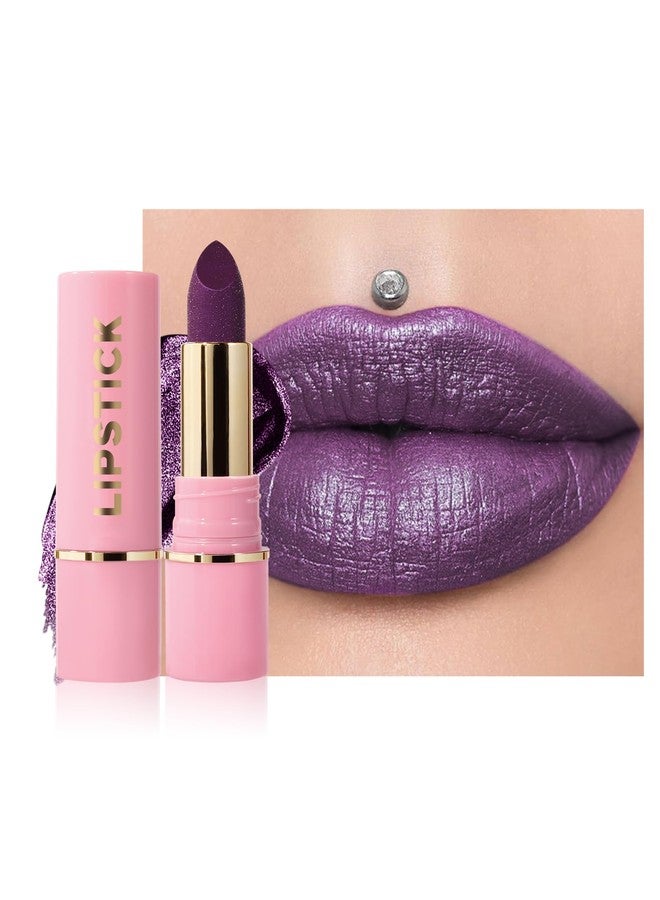 LYSdefeu Diamond Glitter Matte Lipstick,Purple Plum Metallic Shimmer Lip Gloss Lip Tint,Longlasting Waterproof Non-Stick Lip Color,Full Coverage Lipgloss Lipstain,Mother's Day Lip Makeup Gift for Women-07 - Image 1