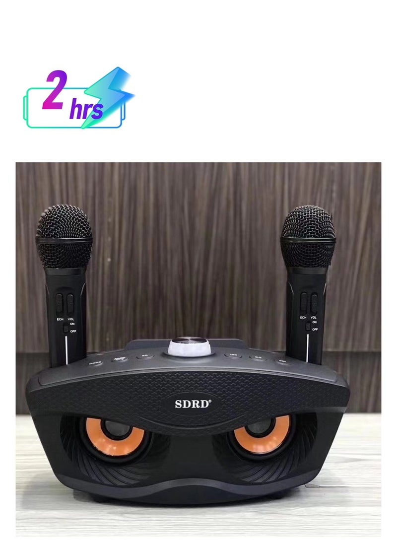 SDRD - Wireless Bluetooth Speaker With 2-Piece Mic Black - Image 1