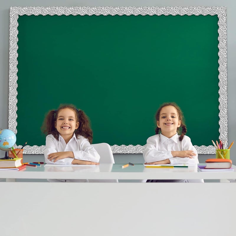 klarako 65 Feet Bulletin Board Borders Dots Decorative Bulletin Border Rolled Blackboard Straight Wavy Trim Borders Back to School Decoration for Classroom and Home (Wavy Black Dot) - Image 5