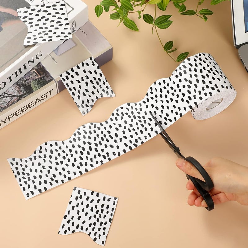 klarako 65 Feet Bulletin Board Borders Dots Decorative Bulletin Border Rolled Blackboard Straight Wavy Trim Borders Back to School Decoration for Classroom and Home (Wavy Black Dot) - Image 4