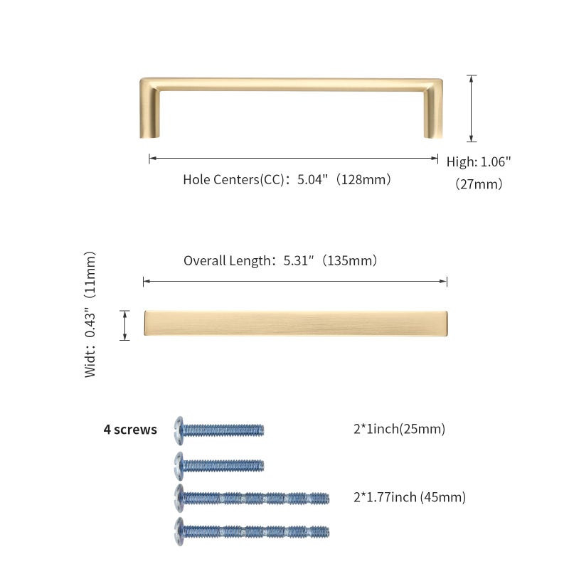 KNOKLOCK 10 Pack 5 Inch(128mm) Kitchen Cabinet Handles Brushed Gold Cabinet Pulls Kitchen Cabinet Hardware Drawer Pulls for Dresser Cupboard Wardrobe - Image 2
