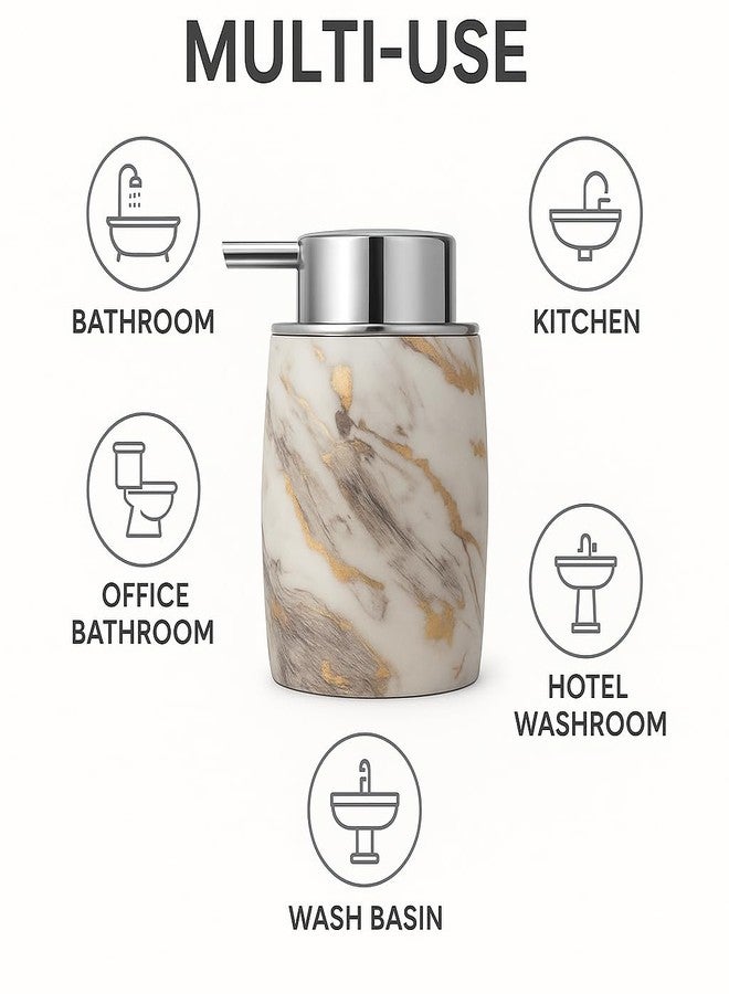 LAGET® 250 ml Plastic White Soap Dispenser for Wash Basin | Leak-Proof Handwash Bottle with Golden Glossy Premium BPA-Free Pump | Modern Bathroom & Kitchen Dispenser Pack of-1 - Image 2