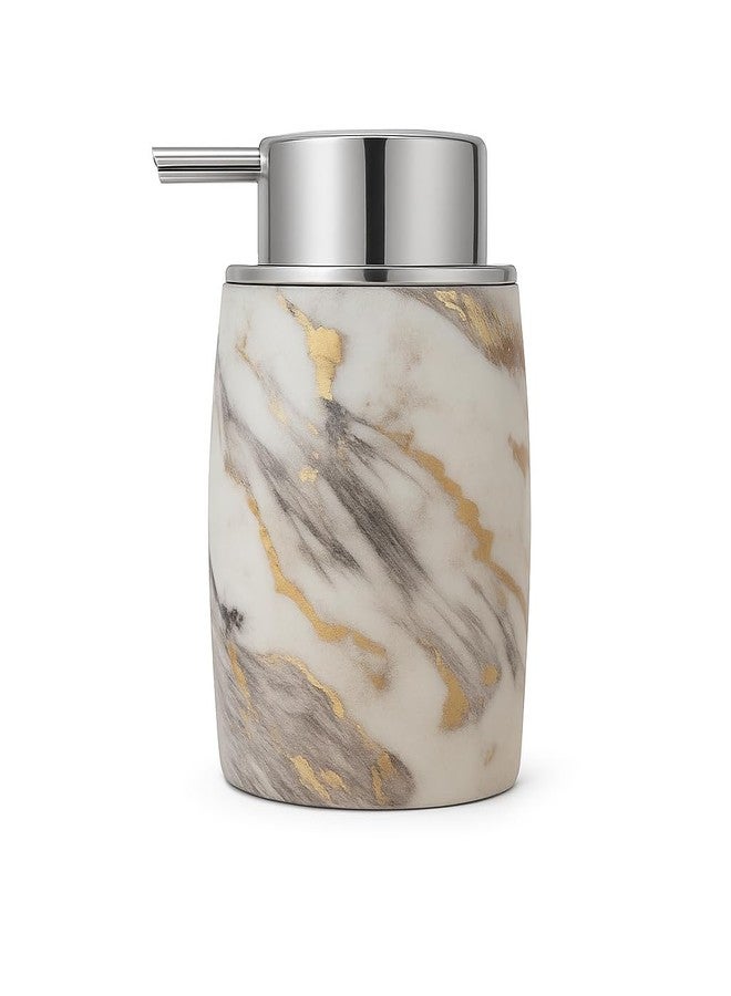 LAGET® 250 ml Plastic White Soap Dispenser for Wash Basin | Leak-Proof Handwash Bottle with Golden Glossy Premium BPA-Free Pump | Modern Bathroom & Kitchen Dispenser Pack of-1 - Image 3