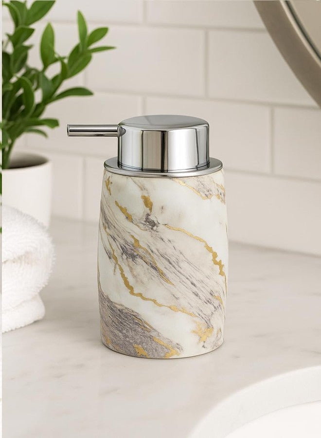 LAGET® 250 ml Plastic White Soap Dispenser for Wash Basin | Leak-Proof Handwash Bottle with Golden Glossy Premium BPA-Free Pump | Modern Bathroom & Kitchen Dispenser Pack of-1 - Image 1
