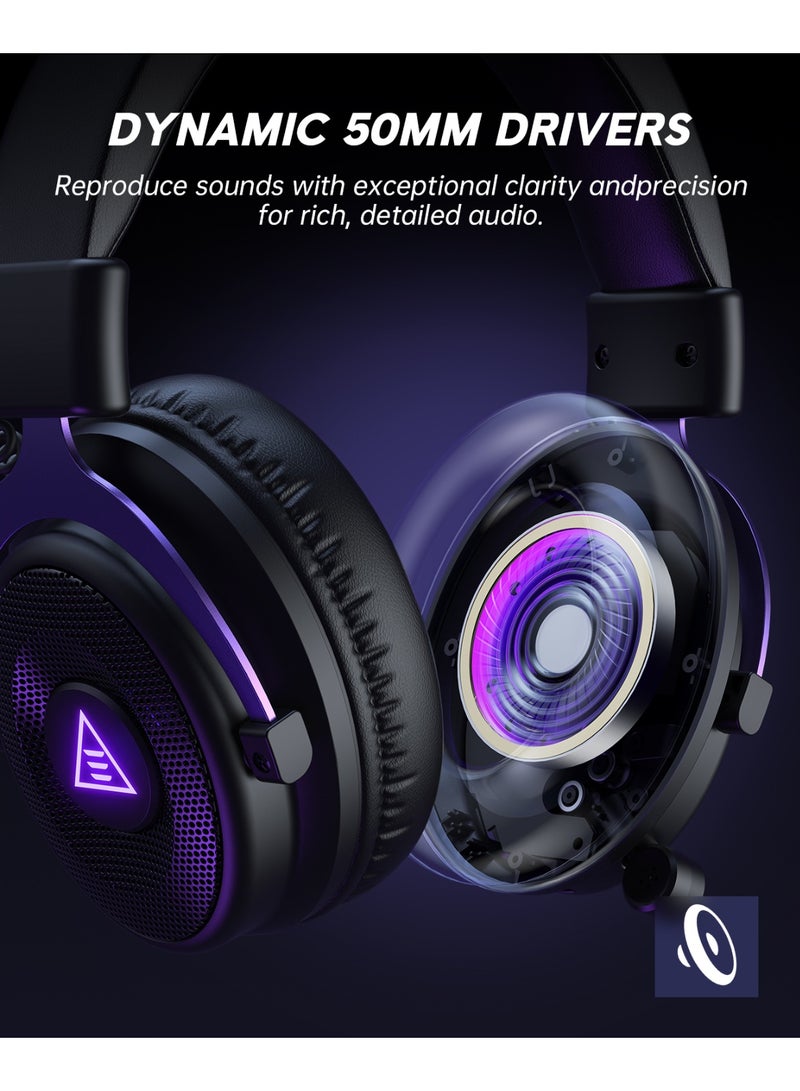 إكسا سماعة ألعاب لاسلكية إيكسا للكمبيوتر الشخصي، بلاي ستيشن 5، بلاي ستيشن 4، موصلة بمنفذ USB 2.4 جيجا هرتز ومنفذ Type-C، مزودة بميكروفون، زمن استجابة 30 مللي ثانية، بطارية تدوم 80 ساعة، سماعات بلوتوث لجهاز سويتش، اللابتوب، الهواتف المحمولة، ماك - Image 4