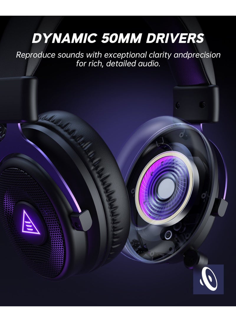 EKSA Wireless Gaming Headset for PC, Ps5, Ps4, 2.4 Ghz USB & Type-C Gaming Headphones with Microphone, 30ms Latency, 60H Battery Bluetooth Headphones for Switch, Laptop, Mobile, Mac - Image 4