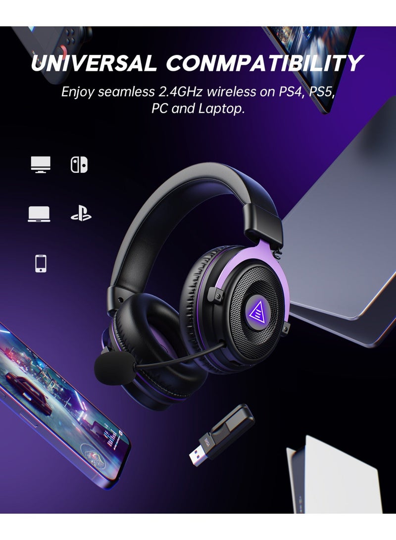 EKSA Wireless Gaming Headset for PC, Ps5, Ps4, 2.4 Ghz USB & Type-C Gaming Headphones with Microphone, 30ms Latency, 60H Battery Bluetooth Headphones for Switch, Laptop, Mobile, Mac - Image 5