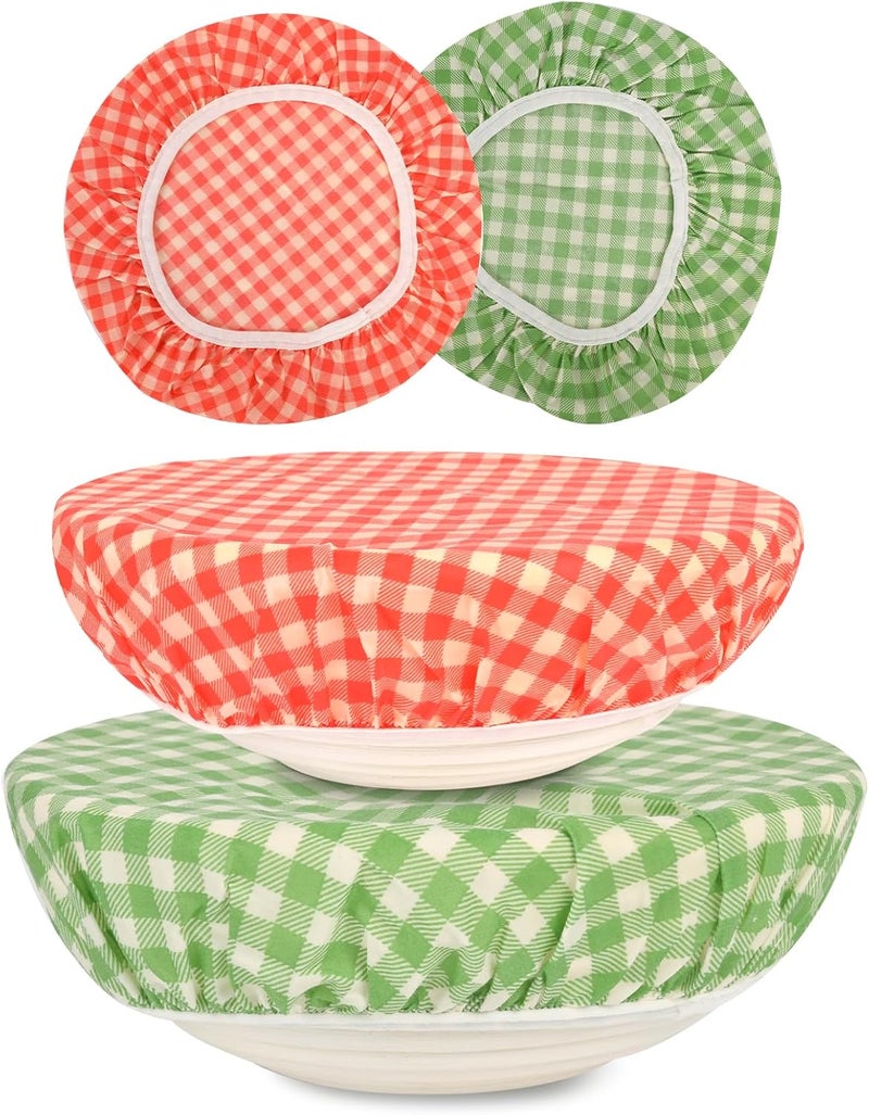 BERBAM Reusable Bowl Covers for Bread Proofing（2 Large）- Cotton Beeswax Bowl Covers Reusable with Elastic Rim, Sourdough Bowl Cover for Food Storage and Food Preservation (10INCH) (checkered) - Image 1