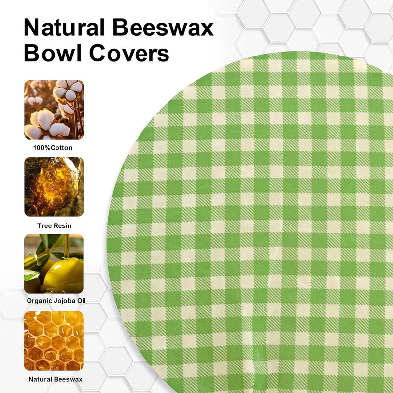 BERBAM Reusable Bowl Covers for Bread Proofing（2 Large）- Cotton Beeswax Bowl Covers Reusable with Elastic Rim, Sourdough Bowl Cover for Food Storage and Food Preservation (10INCH) (checkered) - Image 4