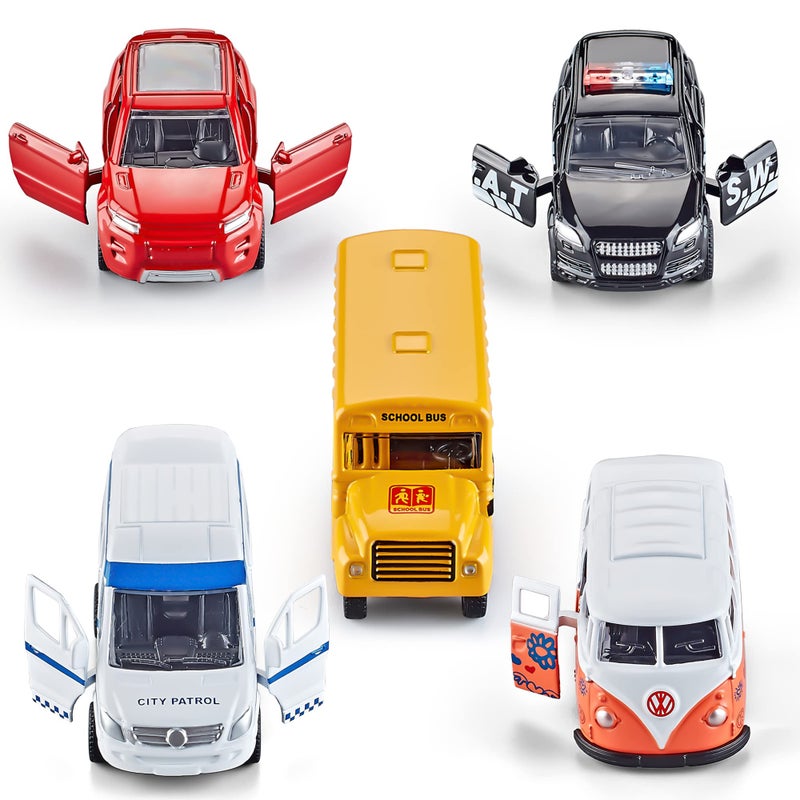 KIDAMI Die-cast Metal Toy Cars Set of 5, Openable Doors, Pull Back Car, Gift Pack for Kids (Official Car) - Image 2