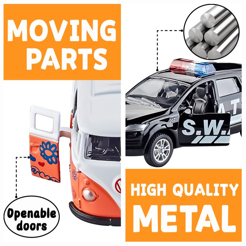 KIDAMI Die-cast Metal Toy Cars Set of 5, Openable Doors, Pull Back Car, Gift Pack for Kids (Official Car) - Image 5