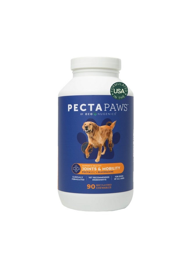ecoNugenics PectaPaws Chewable Dog Supplements - Beef Flavor, 90 Count - PectaSol Modified Citrus Pectin + Glucosamine HCI for Dogs of All Ages, Supports Mobility, Joints, Immune Function, Pain Relief - Image 1
