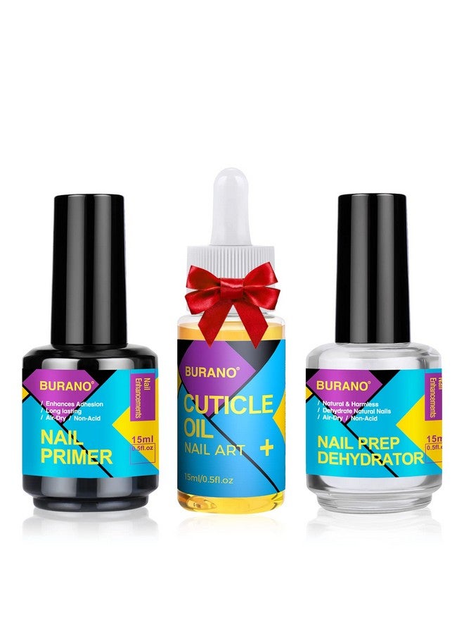 BURANO Natural Nail Gel Prep Dehydrator And Primer For Acrylic Nails And Gel Polish Long Lasting Acid Free Acrylic Nail Primer No Burns Bonding Primer 0.5 Oz - Image 1