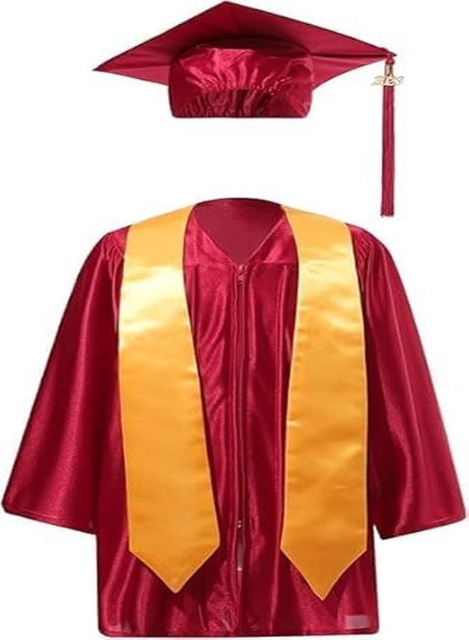 FANCY FLIGHT Kids Convocation Dress Graduation Gown and Cap Set | (Red, 5-6 years) - Image 3