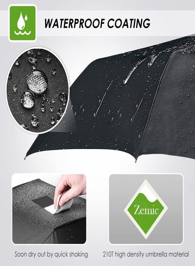 SAMPRI Portable Auto Travel Umbrella - Umbrellas for Rain Windproof, Strong & Easy Auto Open/Close Button for Single Use Umbrella for Wind and Rain (UV-Umbrella-BLACK) - Image 5