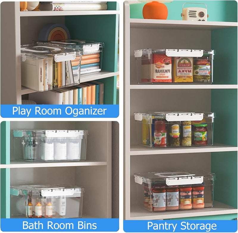 LLMRR Clear Plastic Storgae Bin with Lid & Handle, Airtight Snack Organizer with 3 Removable Drain Containers, Multi-Use Storage Bin for Pantry, Kitchen, Fridge, Home Organization, White - Image 4