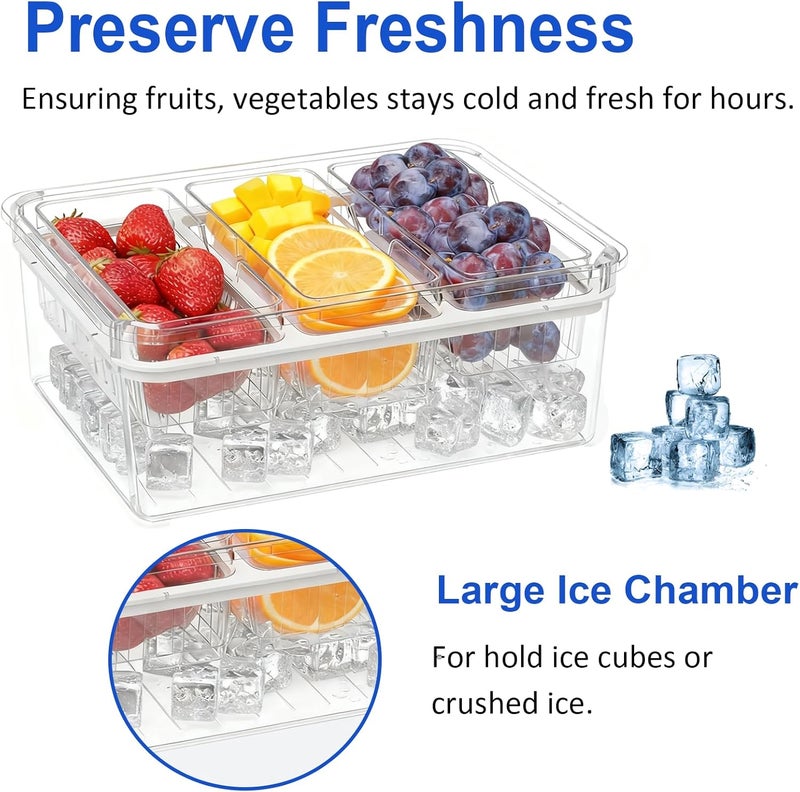 LLMRR Clear Plastic Storgae Bin with Lid & Handle, Airtight Snack Organizer with 3 Removable Drain Containers, Multi-Use Storage Bin for Pantry, Kitchen, Fridge, Home Organization, White - Image 5