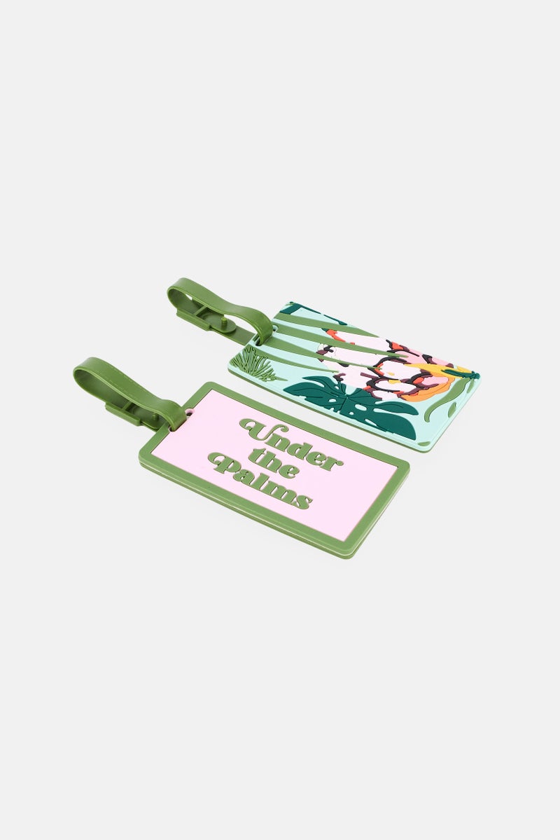 ELLEN TRACY 2 Pack Luggage Tag, Green - Image 1