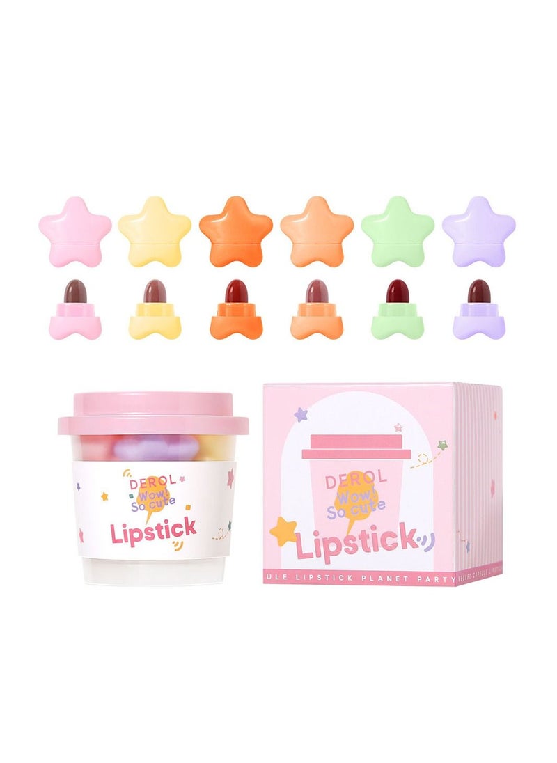 DEROL - Lipstick Set For Women 6pcs Matte Moisturizing Planet Party Capsule Lip Stick Velvet Long Lasting Waterproof Nude Non-Stick Cup 24 Hours Smudge Proof Permanent Color Stay Hydration Makeup Gift - Image 1