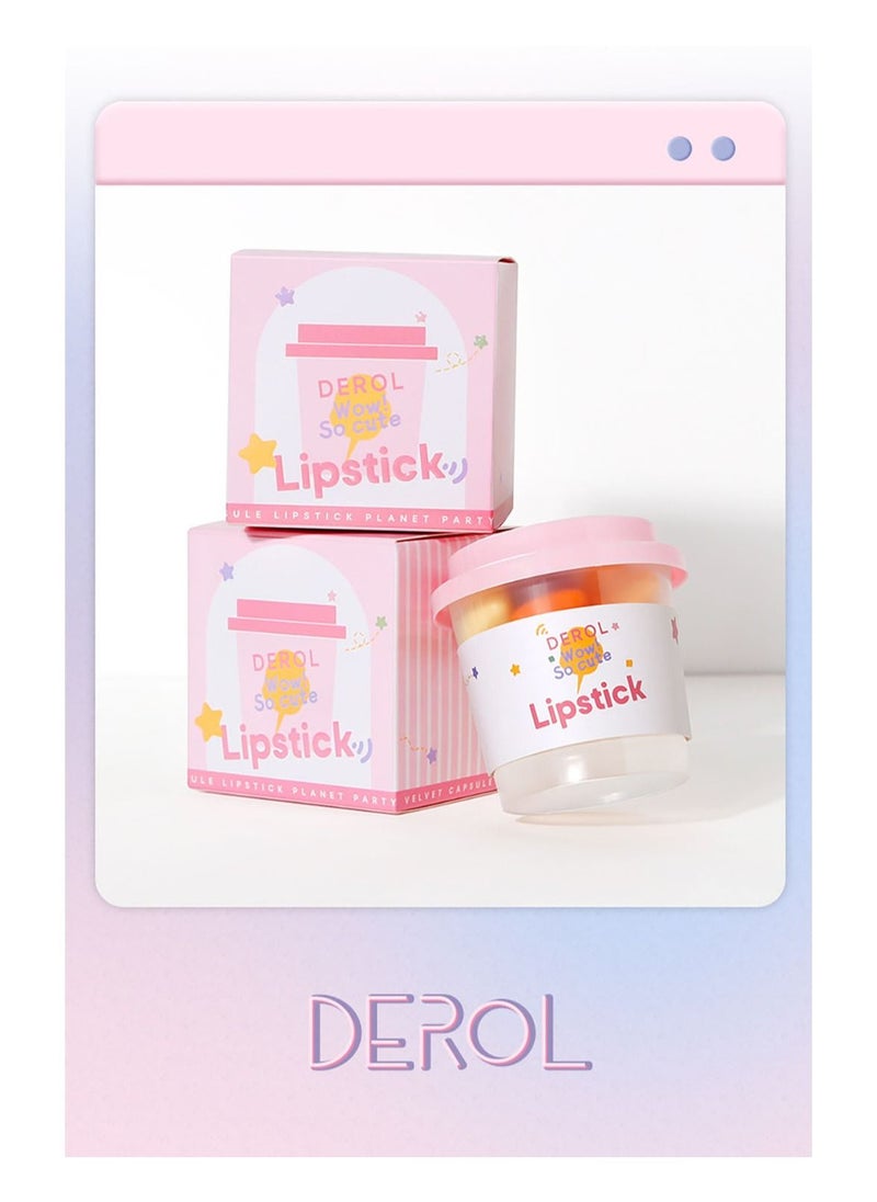 DEROL - Lipstick Set For Women 6pcs Matte Moisturizing Planet Party Capsule Lip Stick Velvet Long Lasting Waterproof Nude Non-Stick Cup 24 Hours Smudge Proof Permanent Color Stay Hydration Makeup Gift - Image 1