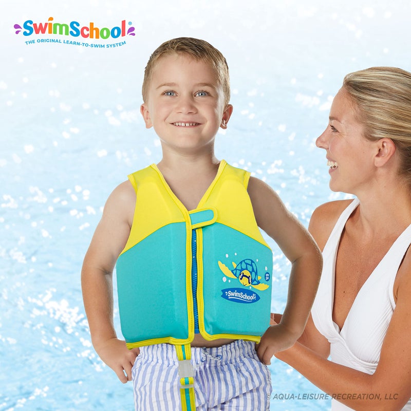 SwimSchool Swim Trainer Vest, Flex-Form Design, Padded Shoulders and Adjustable Safety Strap, Easy On & Off, Small/Medium, Up to 33 Lbs, Seafoam Blue, (AZV18863BLSM) - Image 4