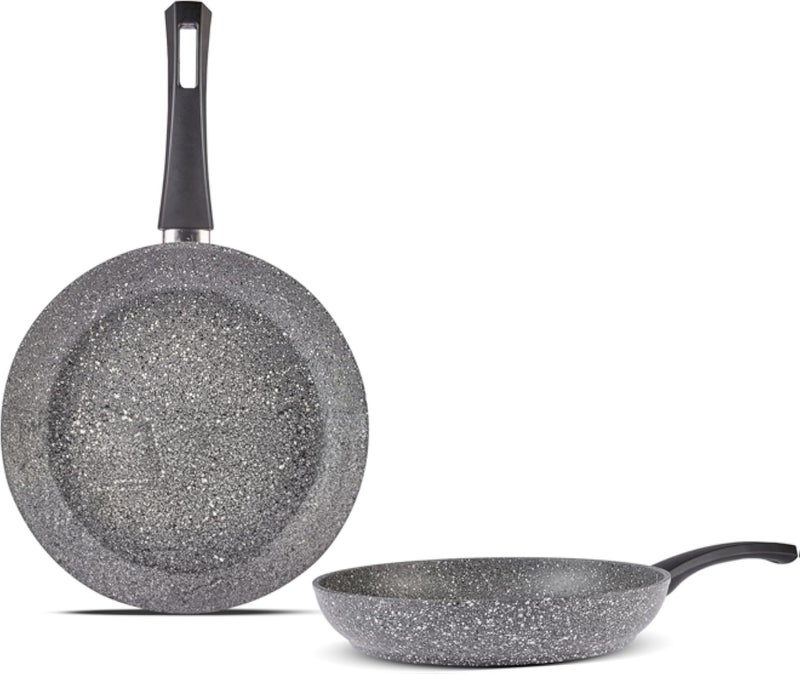طقم مقلاة تحريض كاراكا جريس بايو جرانيت، قطعتين، مقلاة ٢٨ سم، مقلاة ٢٠ سم، رمادي