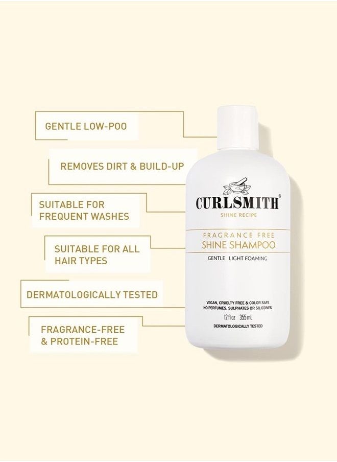 CURLSMITH Shine Shampoo, Gentle, Sensitive, Fragrance Free Cleanser for All Curl and Hair Types, Vegan (12 fl oz)  - Image 3