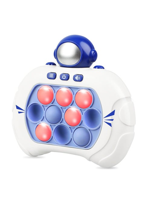 Quick Push Electronic Pop Light Up Games Decompression Puzzle Machine Sensory Push Pop Bubble Toy-Interactive Button Toy for Kids(Blue Astronaut)