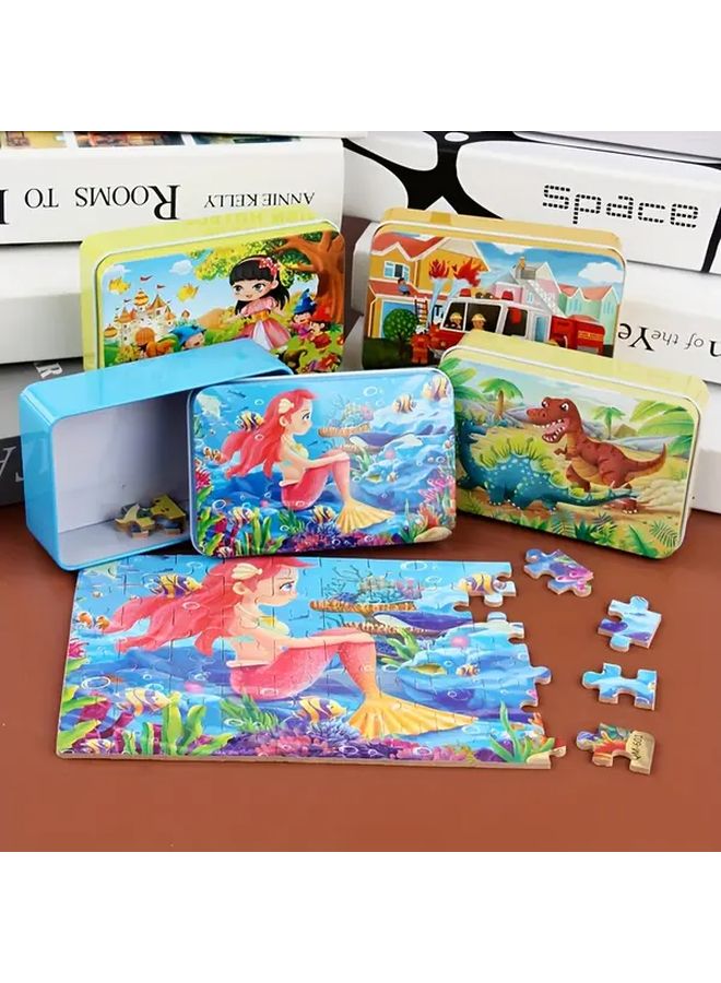 Space Adventure Wooden Puzzle Board 60 Pcs Iron Box Childrens Educational Toy - Image 2