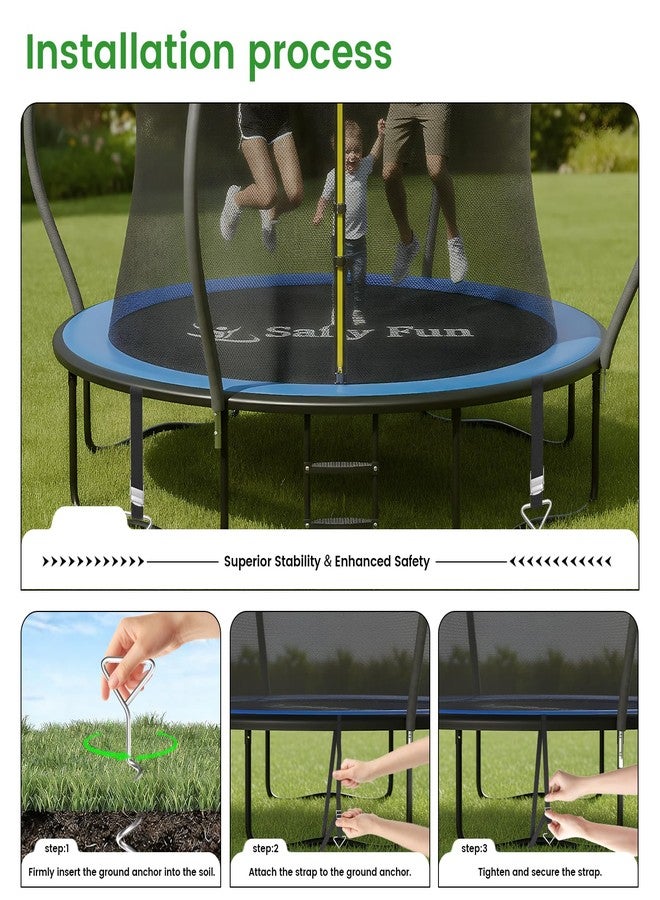 Safly Fun Heavy Duty Trampoline Stakes Anchor Kit, Spiral Ground Anchors with Straps & Installation Tool, Secure for Trampoline, Tent, Canopy, Gazebo, Dog Tie-Out (4-Pack) - Image 5