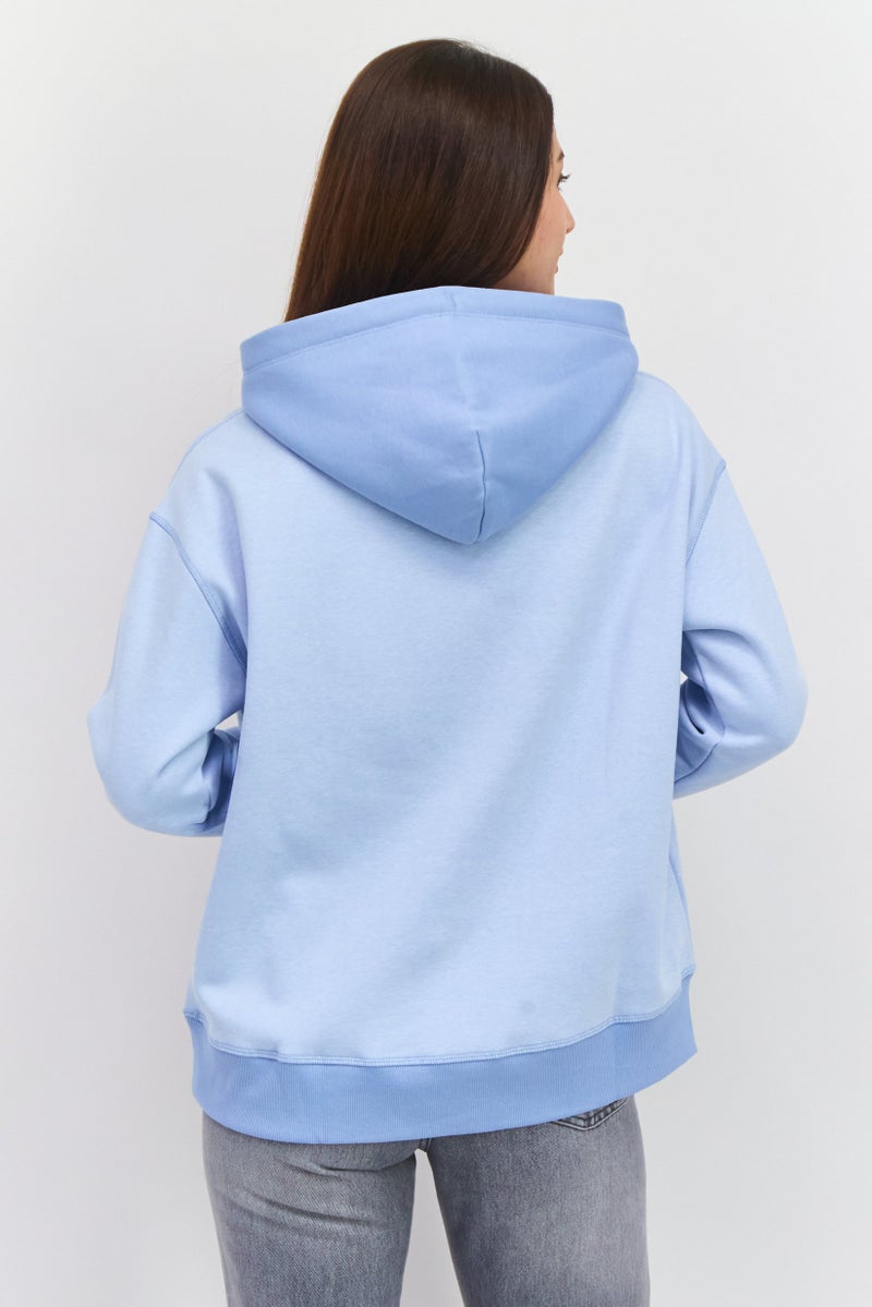 ESPRIT Women Solid Long Sleeve Fleece Hoodie, Light Blue - Image 3