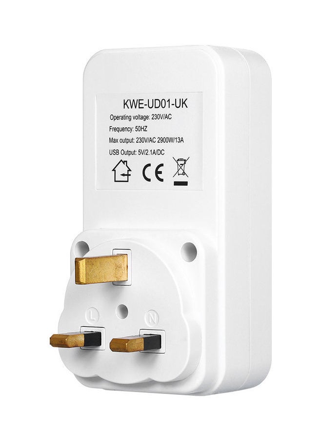 NIBEMINENT - Countdown Timer Socket with 2 USB Port White - Image 1