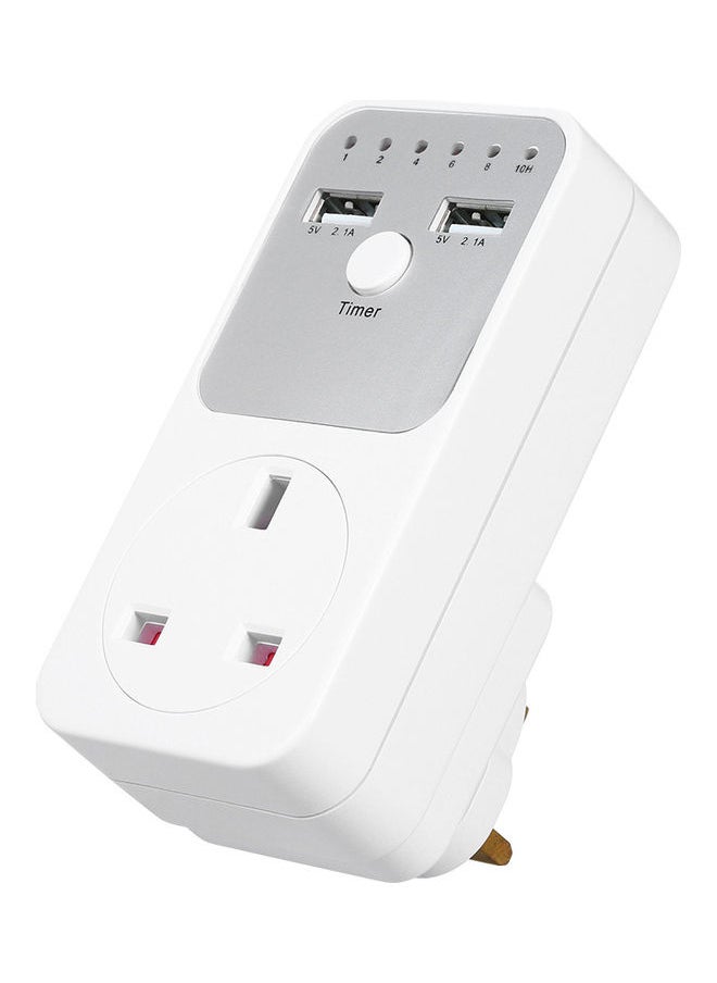 NIBEMINENT - Countdown Timer Socket with 2 USB Port White - Image 1