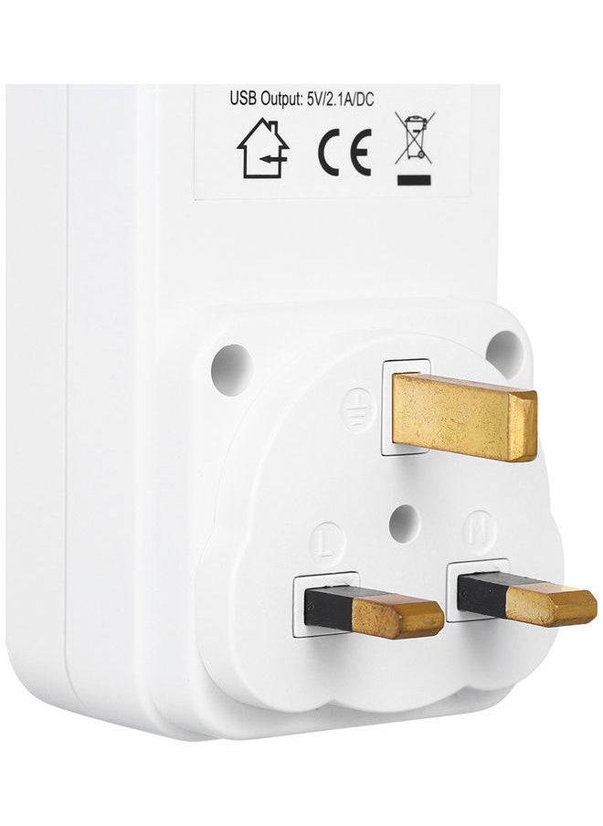NIBEMINENT - Countdown Timer Socket with 2 USB Port White - Image 1