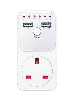 Countdown Timer Socket with 2 USB Port White