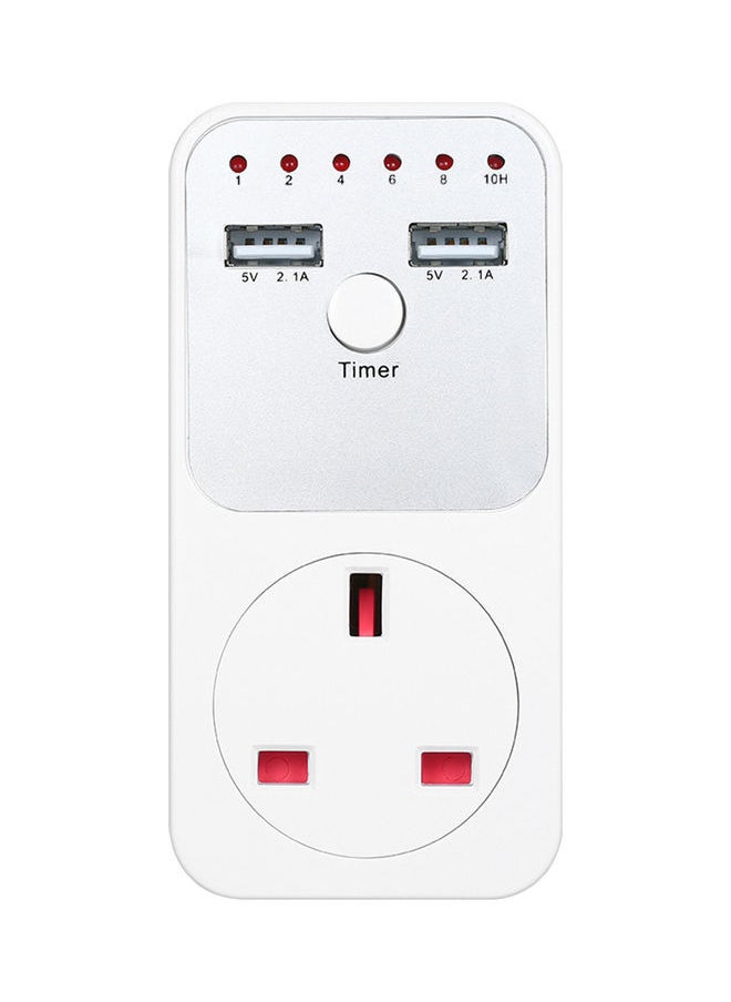 NIBEMINENT - Countdown Timer Socket with 2 USB Port White - Image 1
