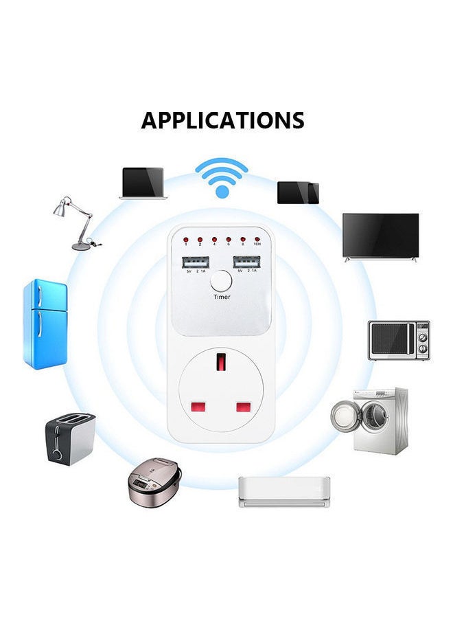 NIBEMINENT - Countdown Timer Socket with 2 USB Port White - Image 1