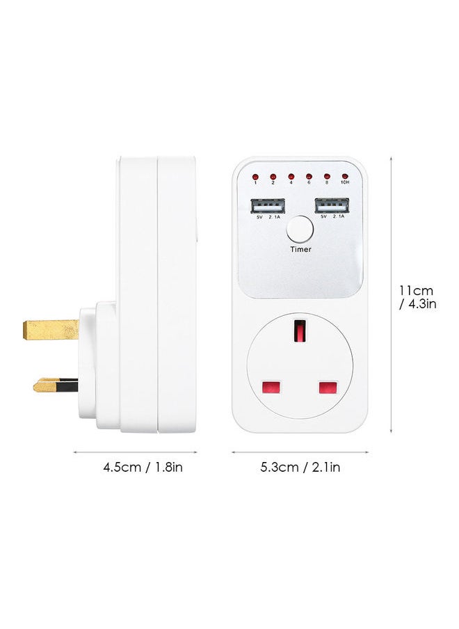 NIBEMINENT - Countdown Timer Socket with 2 USB Port White - Image 1