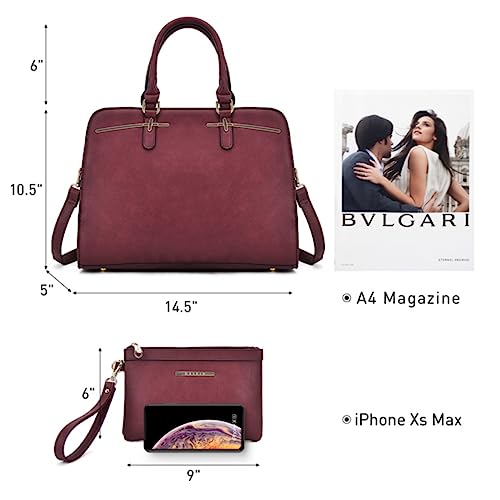 DASEIN Women Handbag Wallet Tote Shoulder Hobo Bag Top Handle Satchel Purse Set 2pcs with 3 Compartments - Image 3