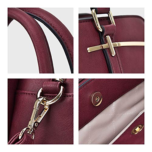 DASEIN Women Handbag Wallet Tote Shoulder Hobo Bag Top Handle Satchel Purse Set 2pcs with 3 Compartments - Image 5