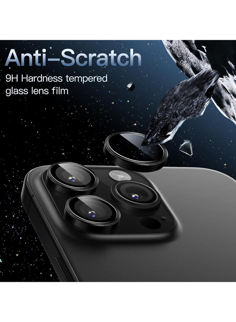 Camera Lens Protector for iPhone 16 Pro Max Tempered Glass Aluminum Ring Cover, HD Clear, iPhone Camera Design Matching, Anti-Reflective, Anti-Scratch, Full Set (black) - Image 4