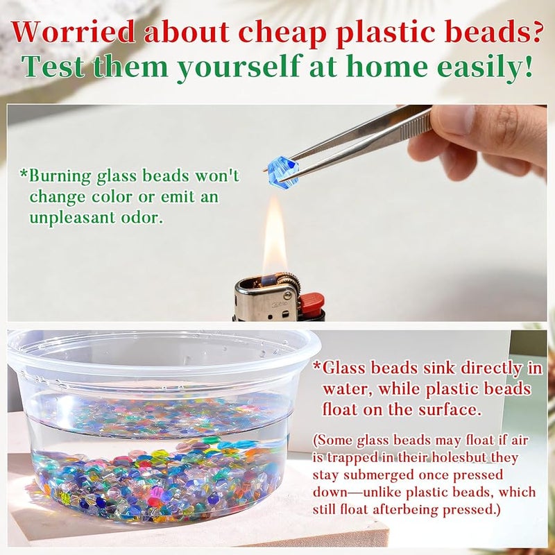 Laopottbeads 1100PCS 4mm Bicone Crystal Glass Beads for Jewelry Making, Sparkling Mini Beads for Suncatchers, DIY Bracelets & Craft Projects (AB White) - Image 5