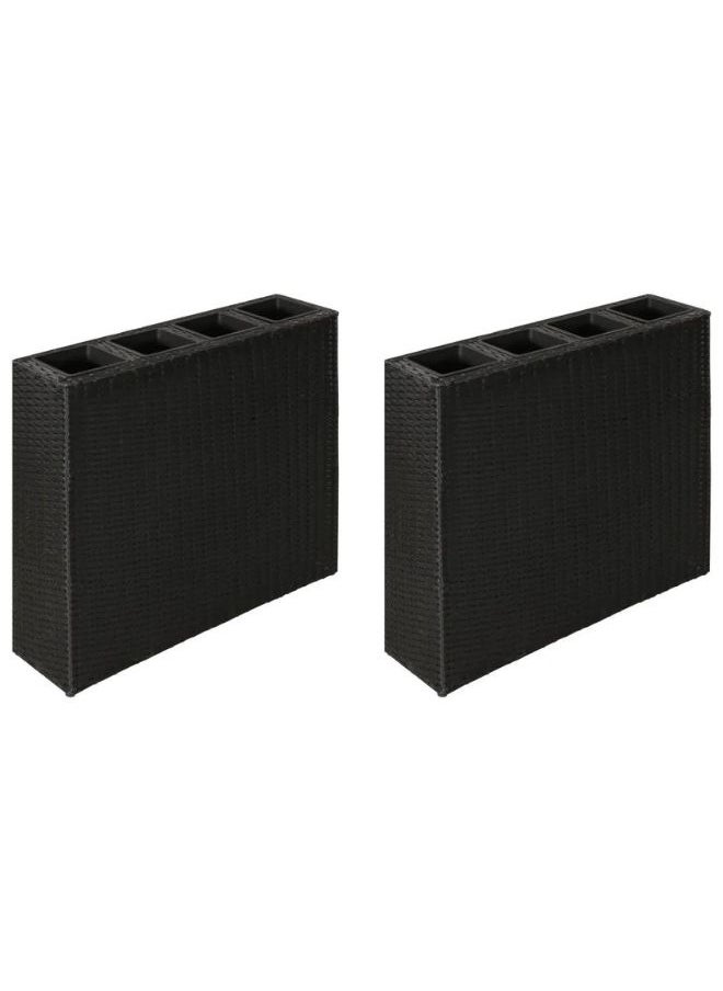 vidaxl Garden Raised Bed With 4 Pots 2 Pcs Poly Rattan Black 2x41084  - Image 1