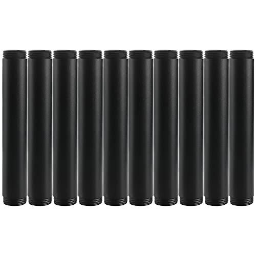HomeExpert 1x 8 Black Painted Industrial Pipe Home Expert 10 Pack Black Malleable Cast Iron Pipe Heavy Duty Pre Cut Metal Pipe Threaded Gray Pipe Fitting for Industrial Vintage Style DIY Project - Image 1